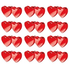 Red Double Heart Balloon Weights - Pack of 12