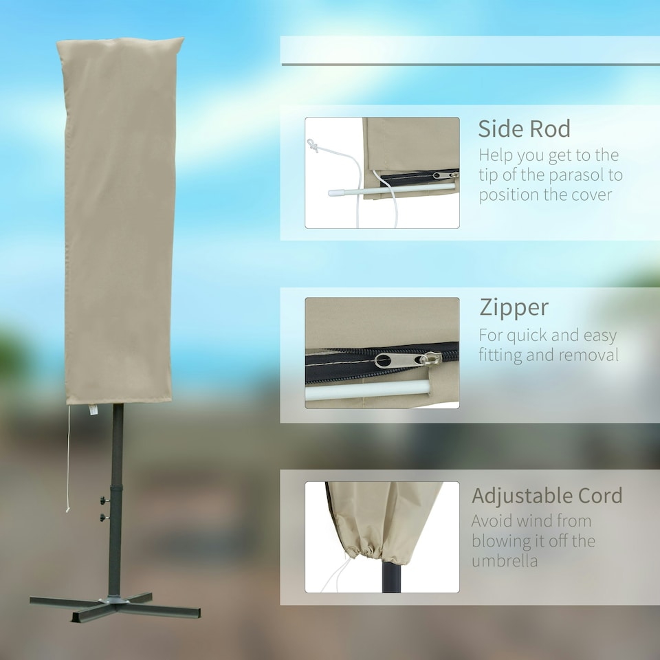image 1 of Outsunny Garden Parasol Cover for 2-4m Outdoor Umbrella Protector w/ Rod, Zipper