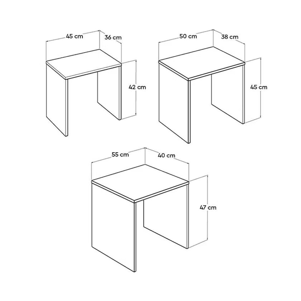 image 1 of Adore Florida Matt White Nest of 3 Tables - Space-Saving Side Tables White