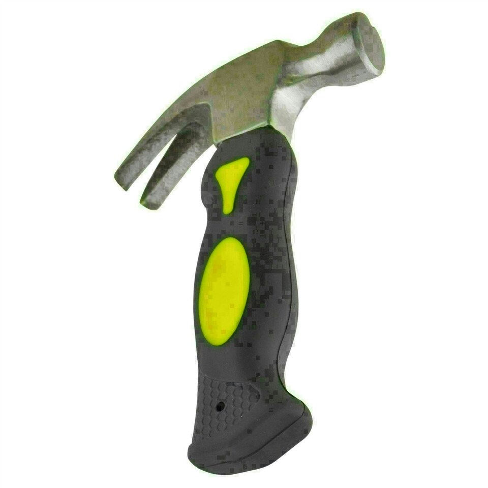 image 1 of Mini Claw Hammer Stubby 10oz Magnetic Head Soft Grip Nail Puller Finger TE831