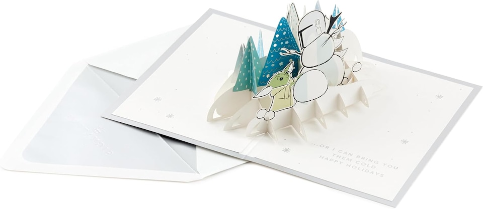 image 1 of The Mandalorian and Grogu Design 3D and Pop Up Christmas Card