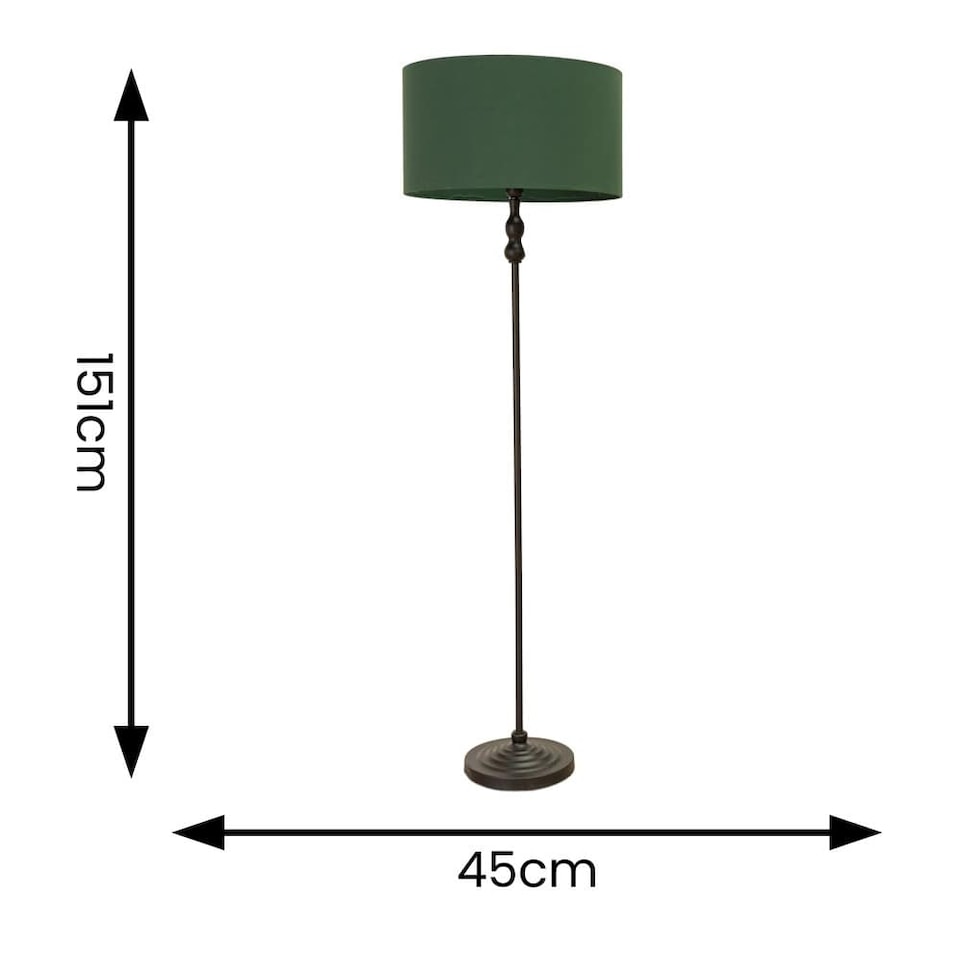 image 1 of ValueLights Maggie Black Candlestick Floor Lamp Green Shade | Green