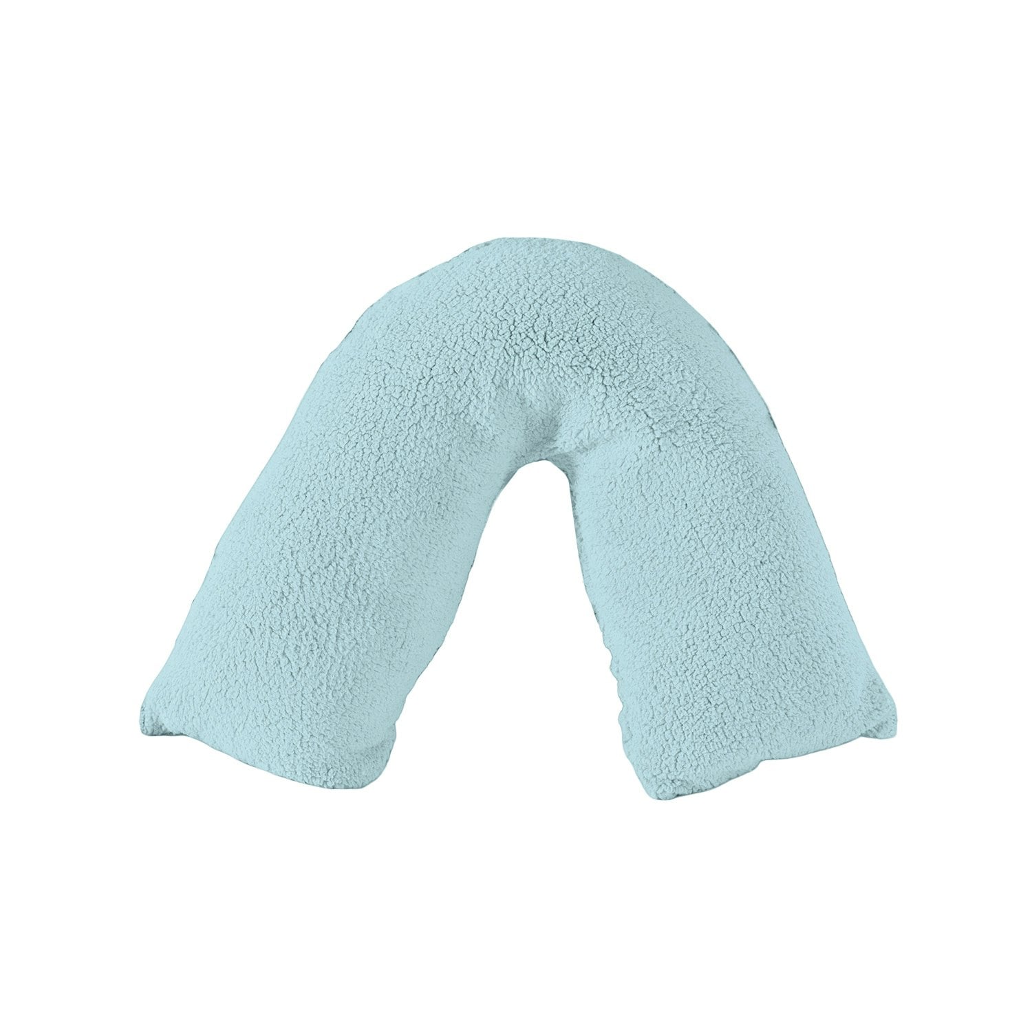 Snug City Teddy Bear Fleece Super Soft Cosy V Shape Pillowcase in Duck Egg Blue