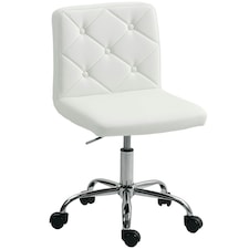HOMCOM Modern Vanity Computer Desk Chair with Rolling Wheels, White White