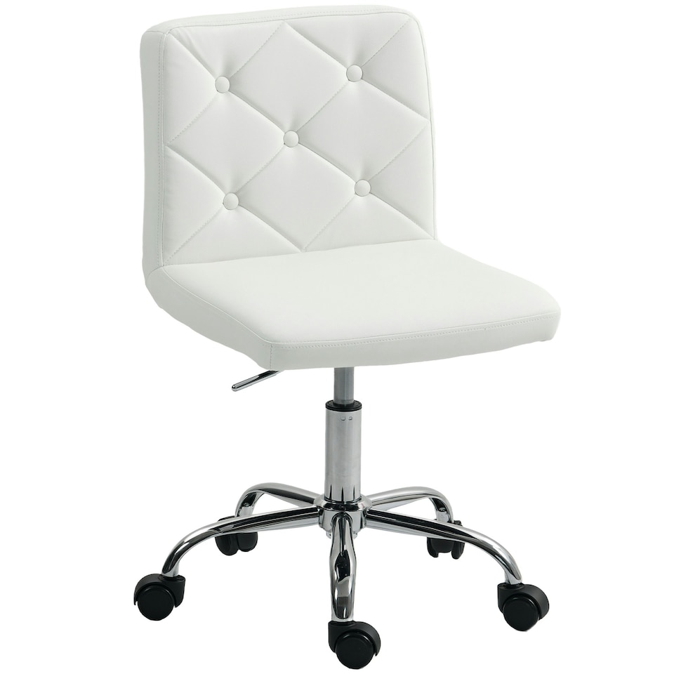 image 1 of HOMCOM Modern Vanity Computer Desk Chair with Rolling Wheels, White White