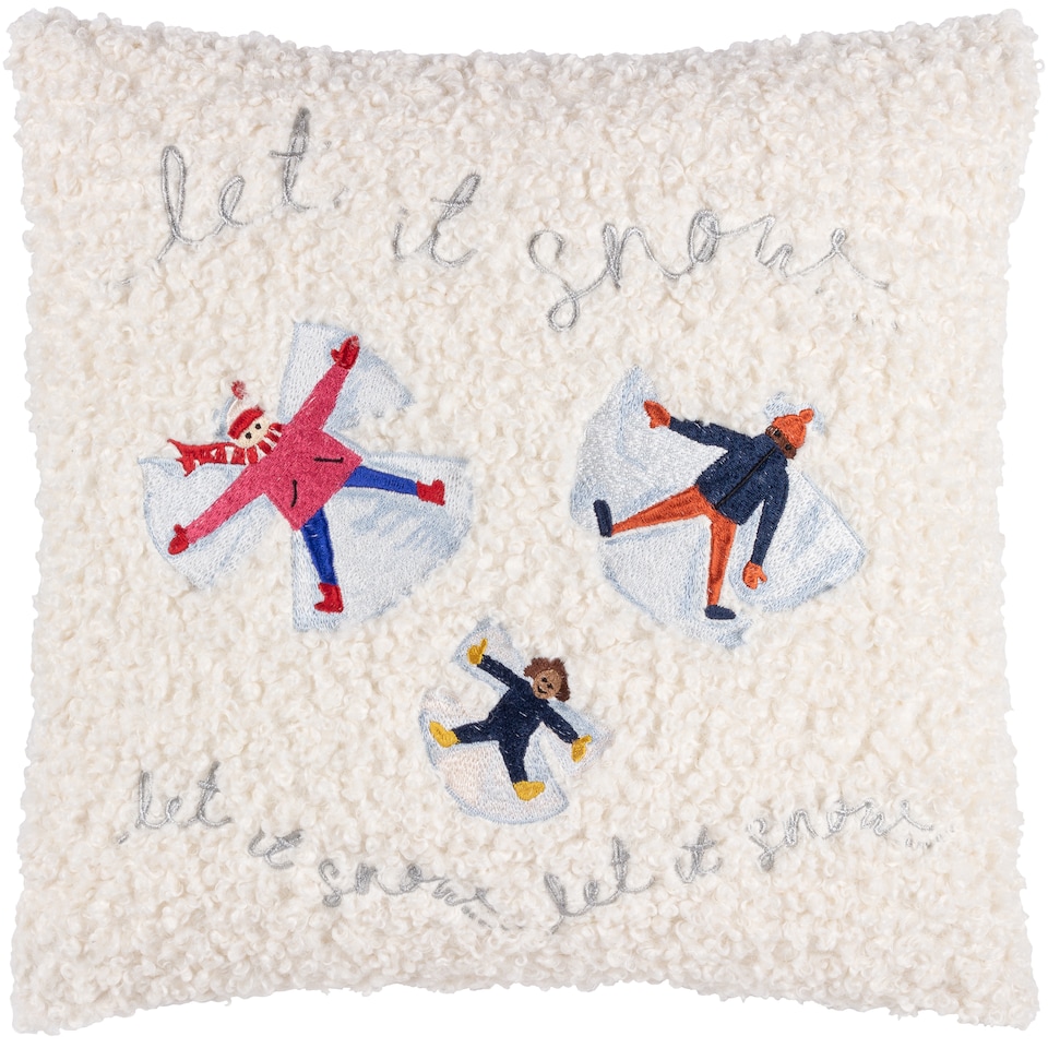 image 1 of Furn Christmas Together Snow Angels Boucle Cushion, Snow , 43 x 43cm