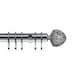 image 1 of 35mm Fixed Length Metal Curtain Pole Set Satin Silver Alexia Finial 120cm | Silver | Silver