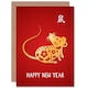 image 1 of Lunar Calendar Year Of The Rat Gold Red Chinese New Year Card