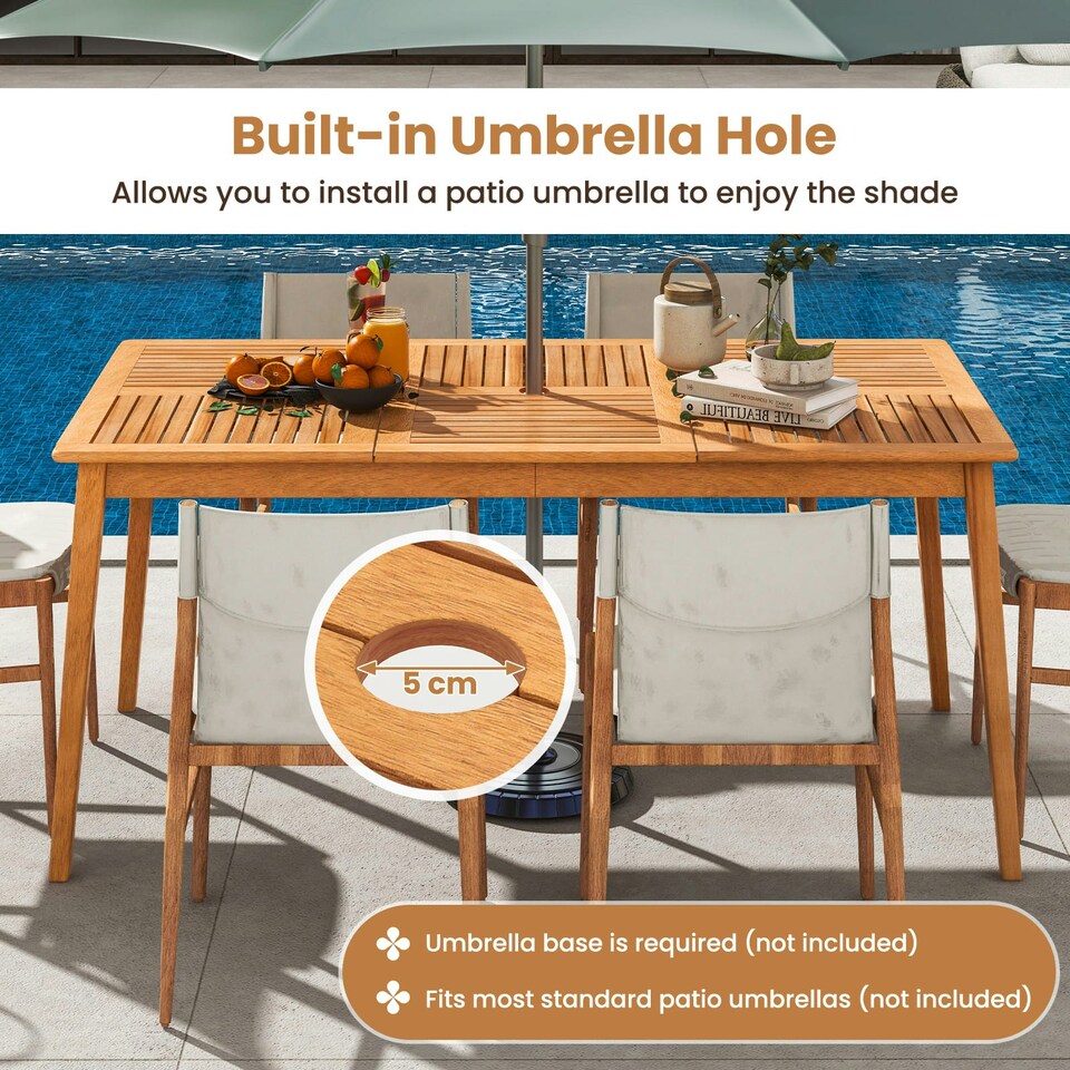 image 1 of COSTWAY Patio Table Outdoor Dining Table for 6 People Brown