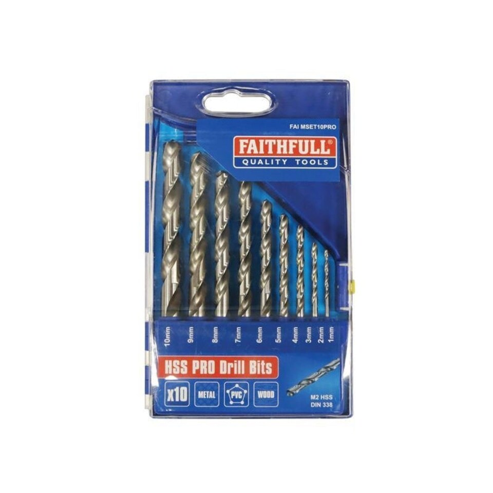 Faithfull Professional Hss Drill Set In Plastic Case - Multi Colour - Set of 10