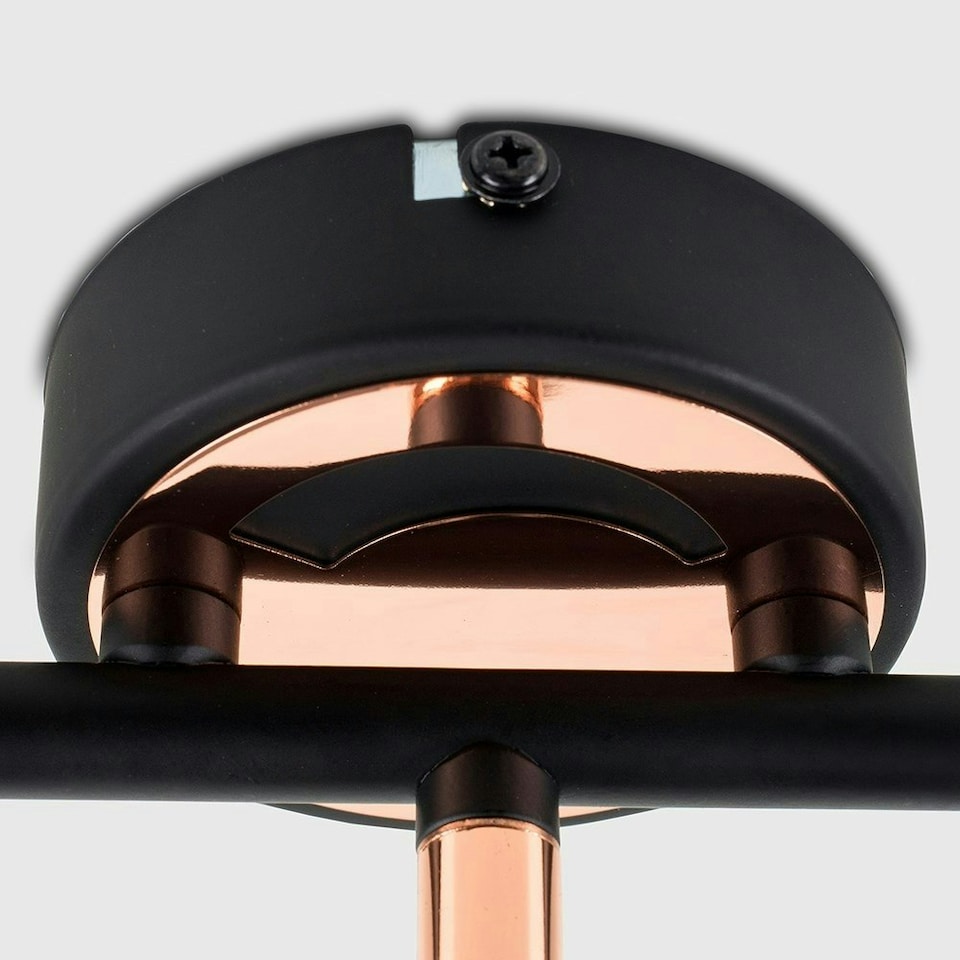 image 1 of ValueLights Modern Matte Black And Copper 3 Way Adjustable Straight Bar Ceiling Spotlight