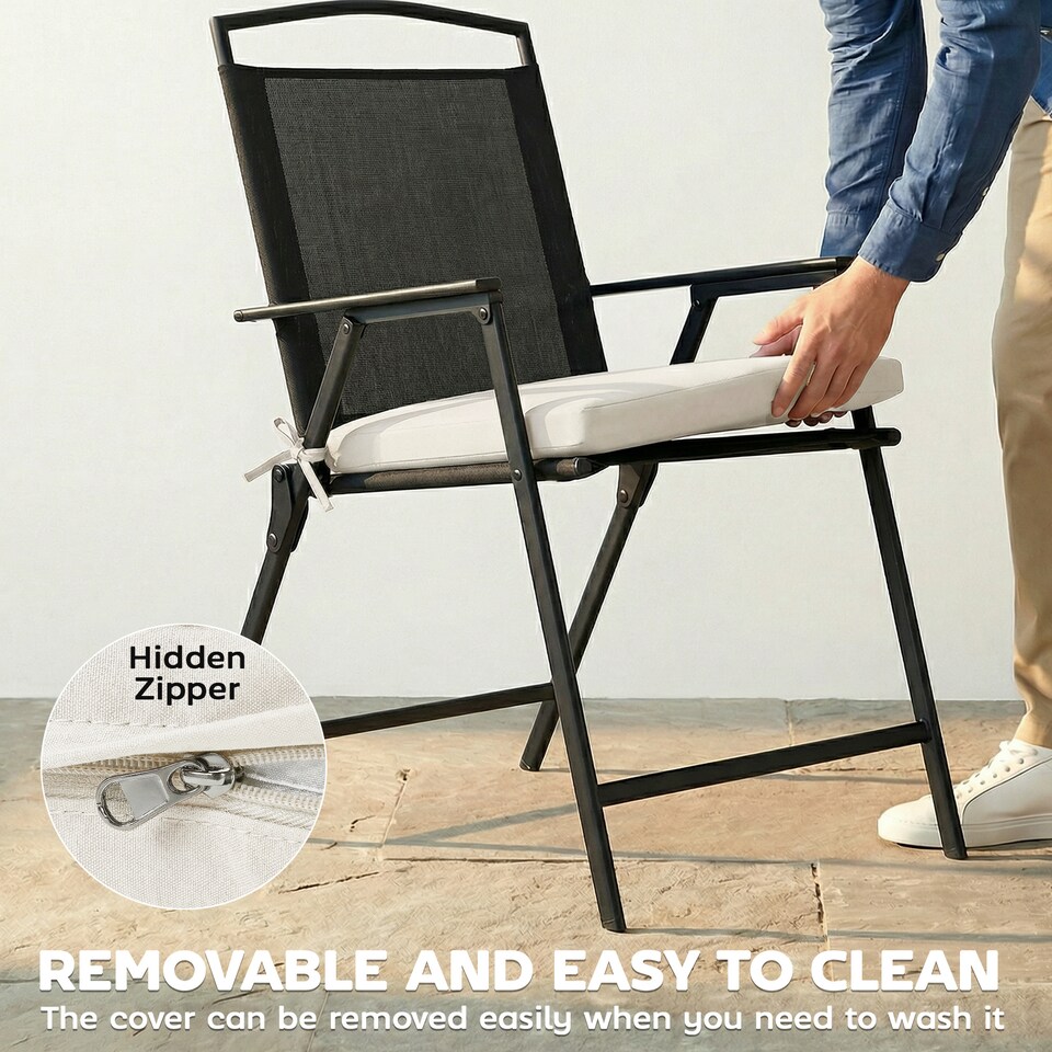 image 1 of Outsunny Seat Cushions with Machine Washable Cover | Cream | cream white | 46 x 42 x 7 cm