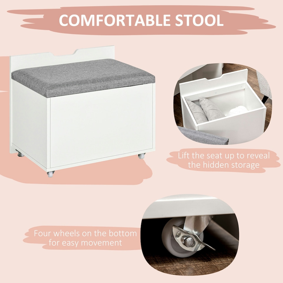 image 1 of HOMCOM Dressing Table with Mirror and Stool, Vanity Table with Storage, White