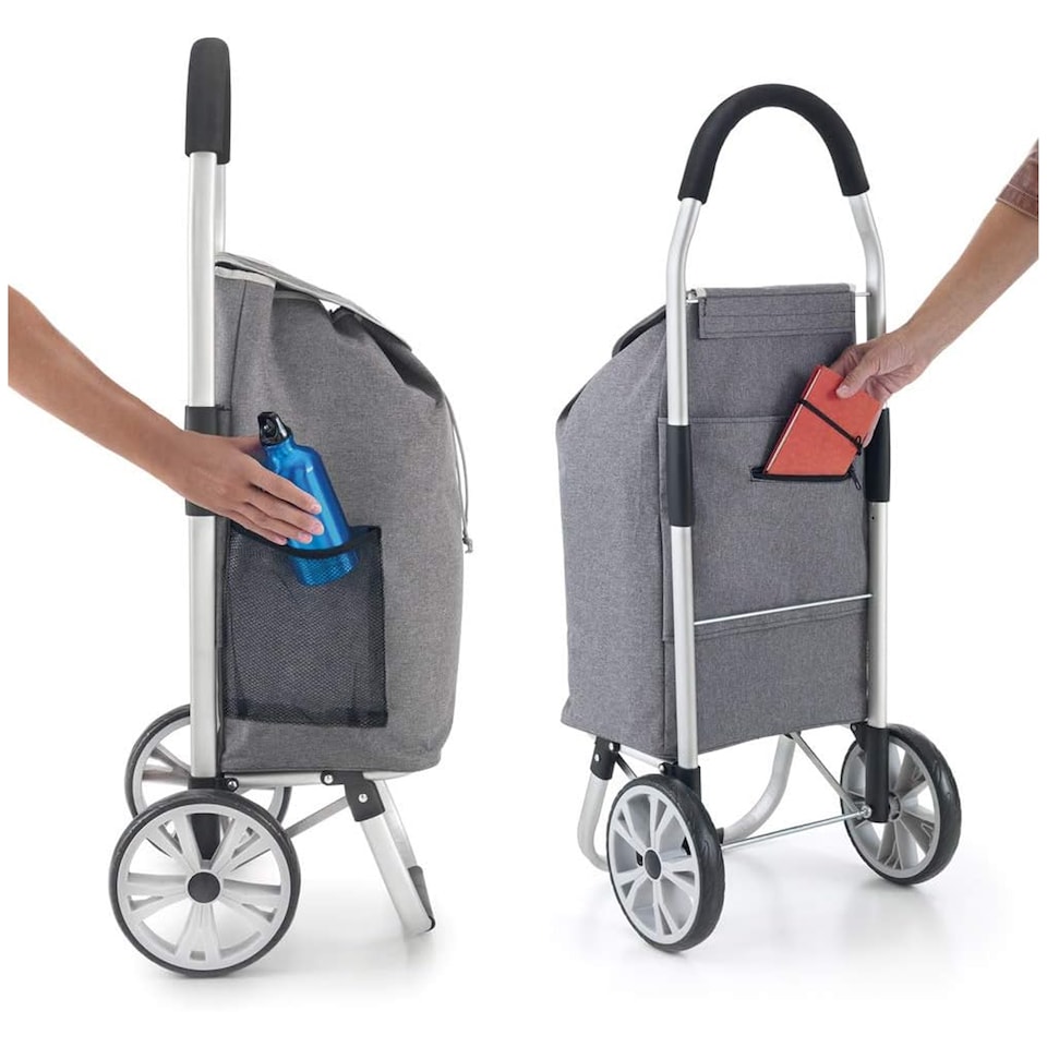 image 1 of Metaltex Magnoila Folding Shopping Trolley 45 Litres - Blue