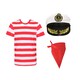 image 1 of Sailor Costume Set - Red & White Tee, Captain Hat & Red Bandana | Multi | M