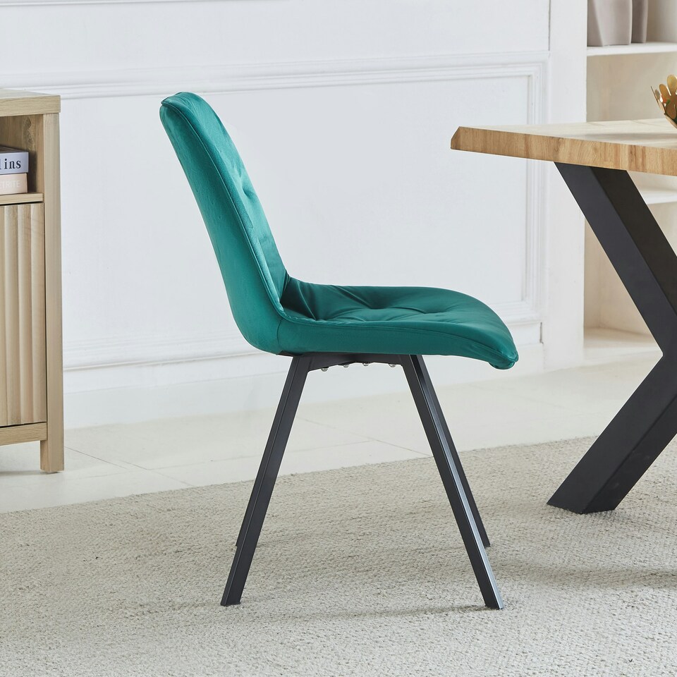 image 1 of Set of 2 Caprile Fabric Dining Chairs - Green