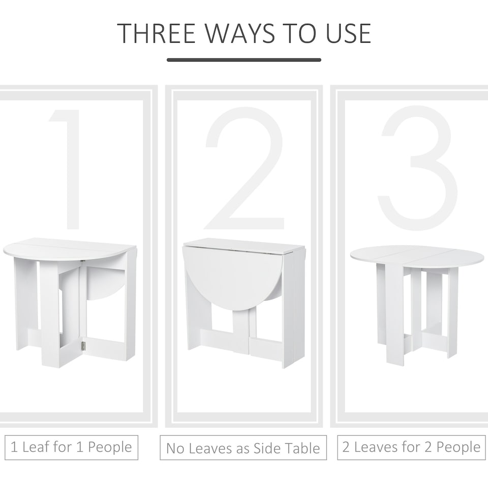 image 1 of HOMCOM Folding Dining Table Foldable Drop Leaf Dinner Table for Kitchen White