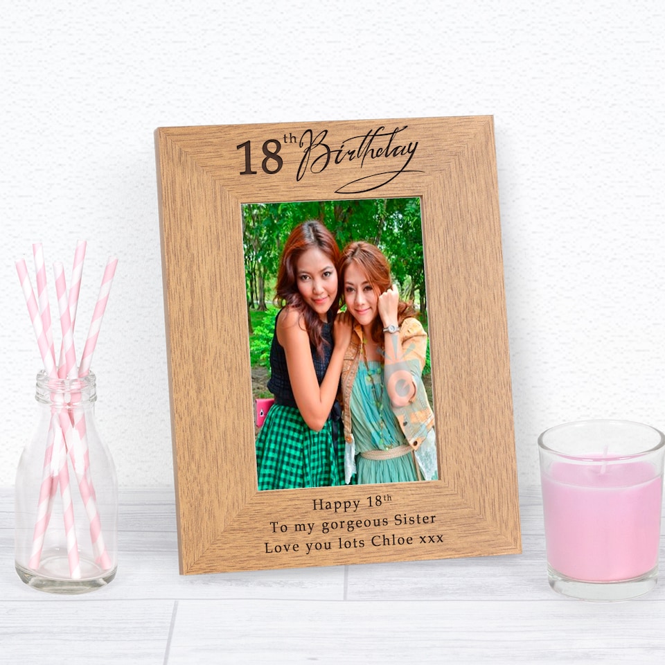 image 1 of Personalised Happy Birthday Any Age Wood Picture Frame 7 x 5 Sister