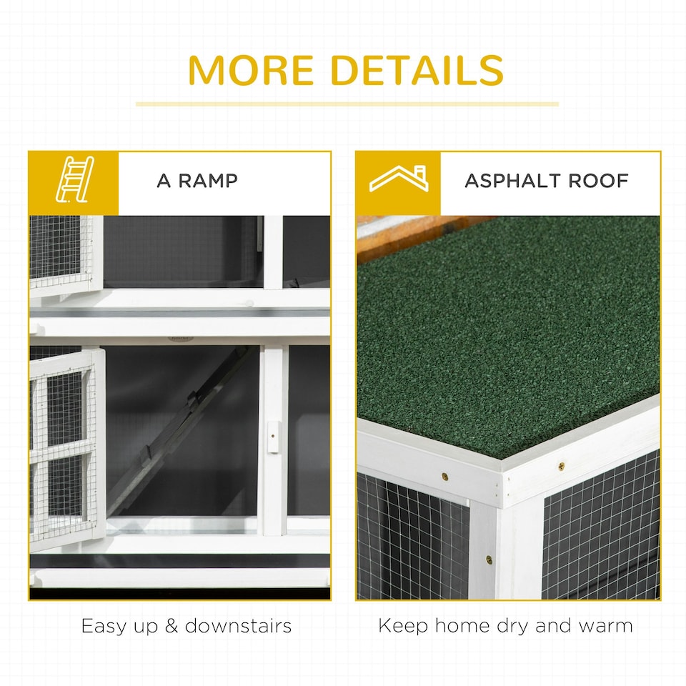 image 1 of PawHut Rabbit Hutch, Guinea Pig Cage with Wheels & Slide-out Trays, Grey