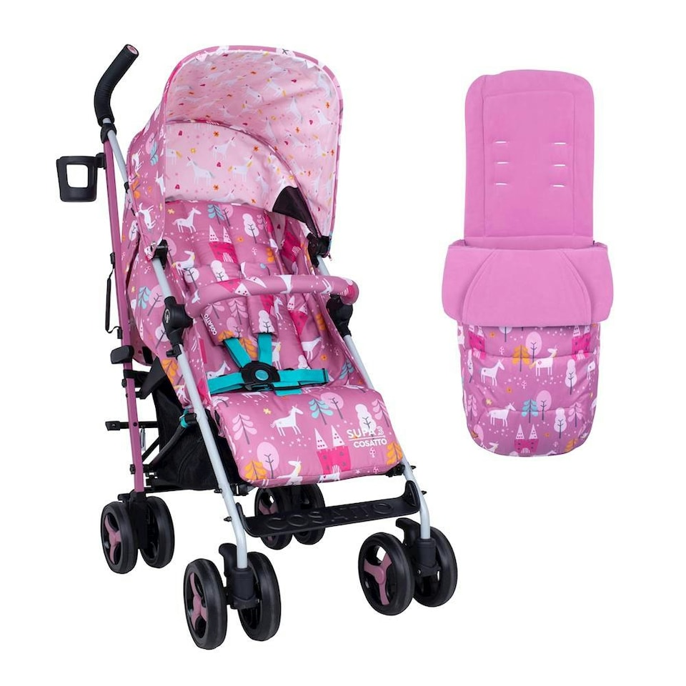 image 1 of Cosatto Supa 3 Stroller - Birth - 25kg, Compact Fold & Free Footmuff (Unicorn Land)