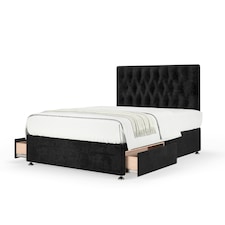 Ortho Classic Orthopaedic Black Naples Velvet 2 Drawer Divan Set And Lona Headboard King Size
