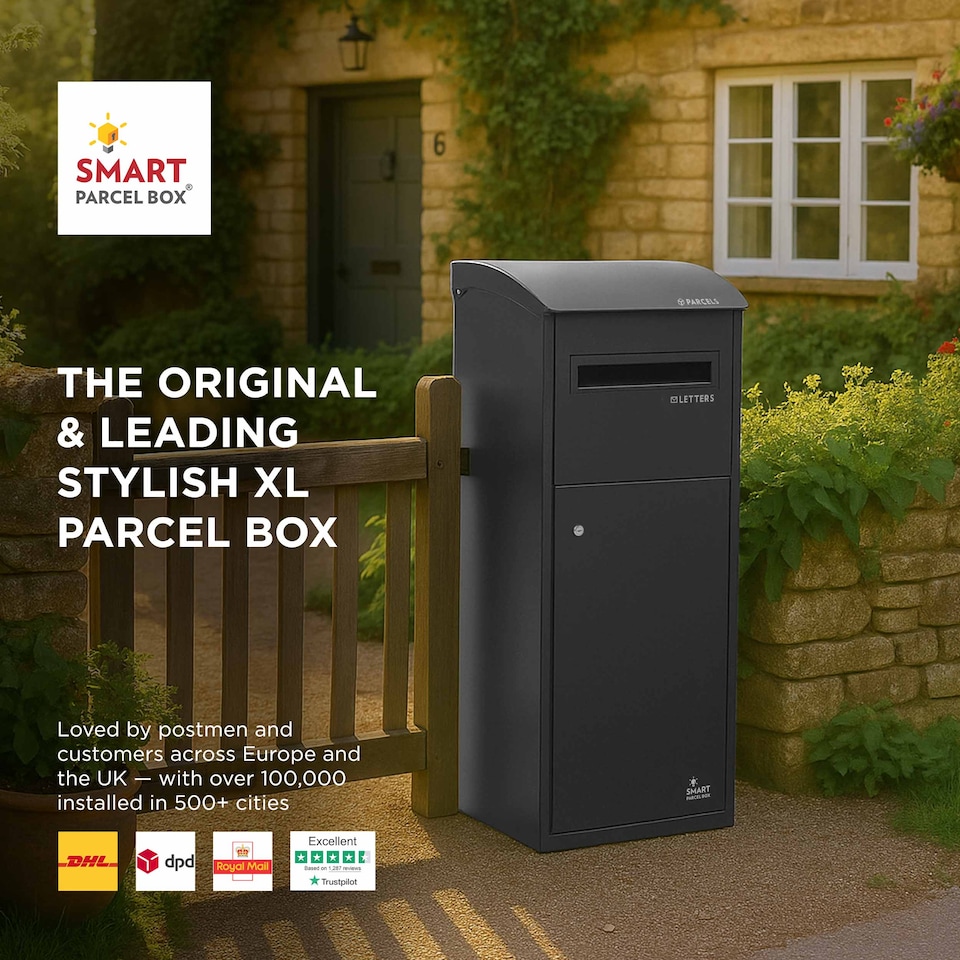 image 1 of Smart Parcel Box® Extra-Large Slanted Top Front Access Black | Black | 1