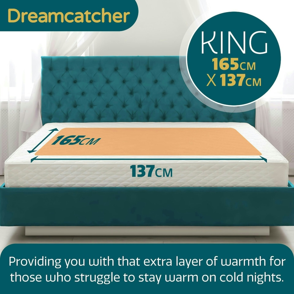 image 1 of Dreamcatcher King Size Electric Under Blanket Heated Fitted Cover Single Control