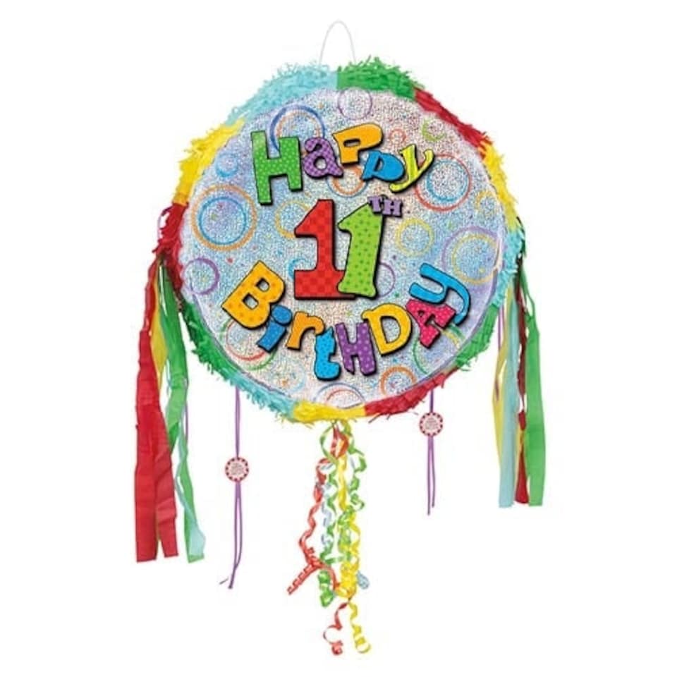 Happy 11th Birthday Holographic Pull String Pinata