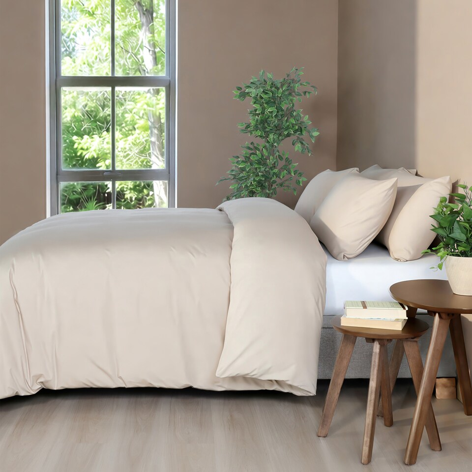 image 1 of Everyday Luxury Cotton Duvet Cover Set - Warm Pebble | Grey | Warm Pebble | Double