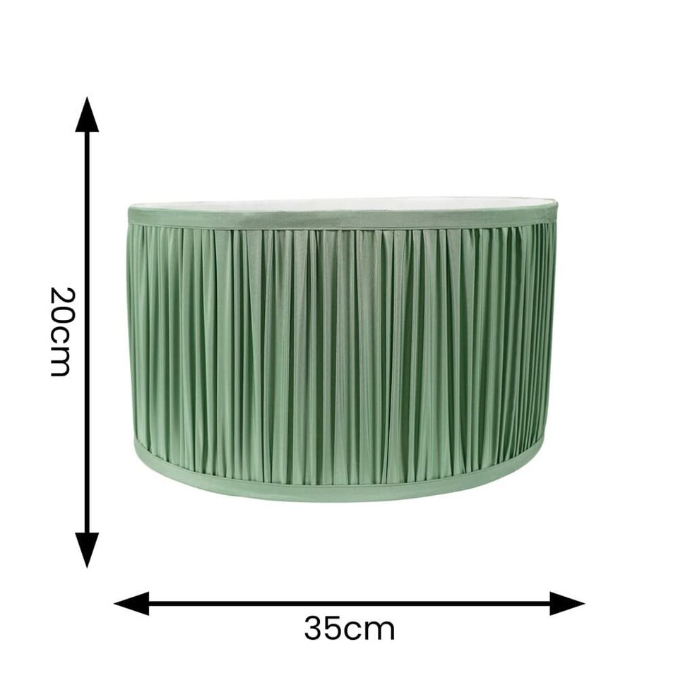 image 1 of ValueLights Jess Green Fabric Ruched Pleated Large Drum Shade