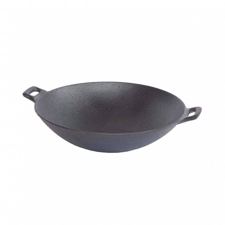 image 1 of Oypla 30cm Cast Iron Non Stick Wok Skillet Frying Cooking Pan