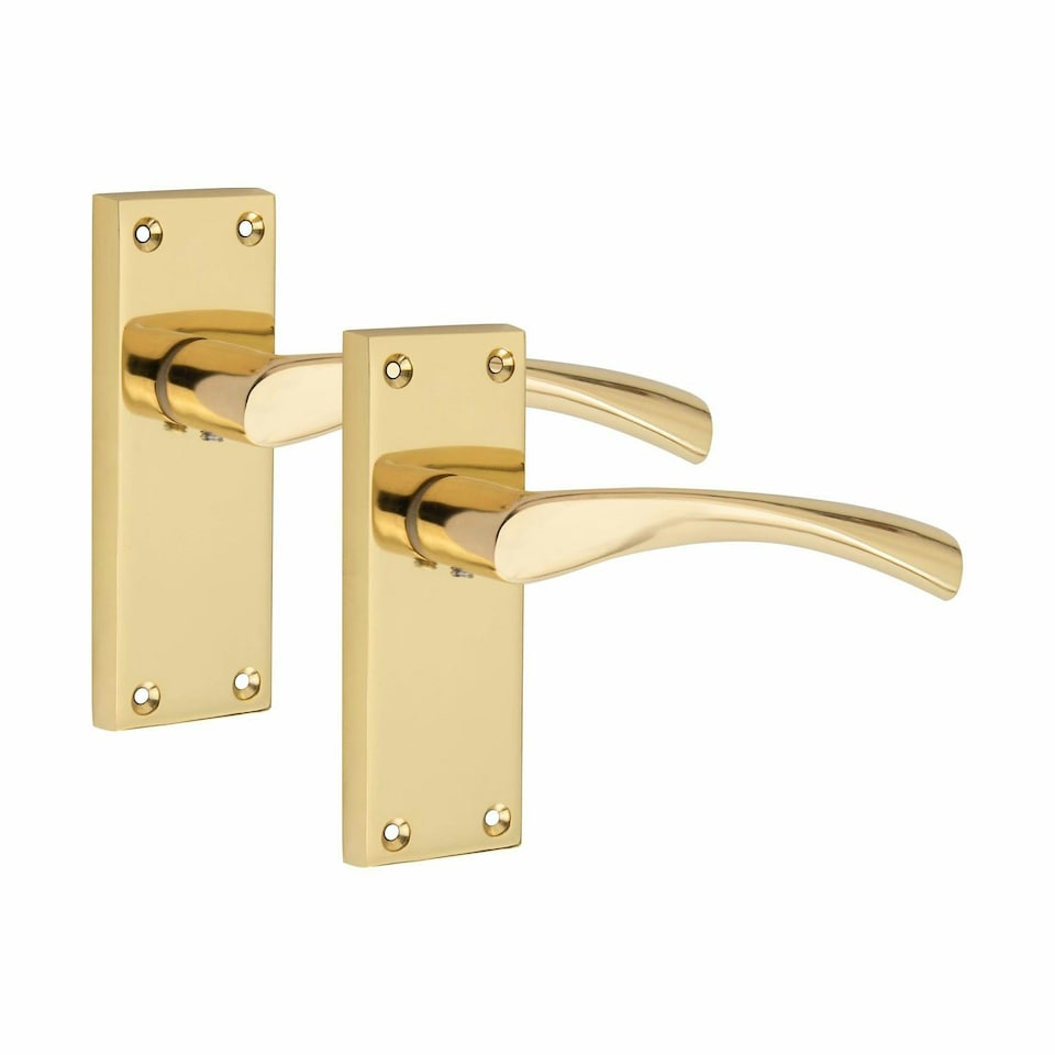 image 1 of Golden Grace 6 Pairs Victorian Scroll Astrid Handle Latch Door Handles inGold Polished Brass with 120mm x 40mm Backplate Gold