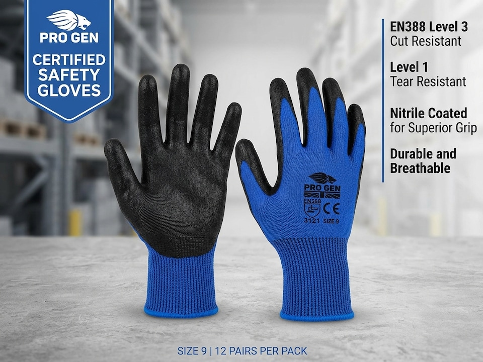 image 1 of 12 Pair Nitrile Coated Work Breathable Safety Gloves for DIY and Gardening