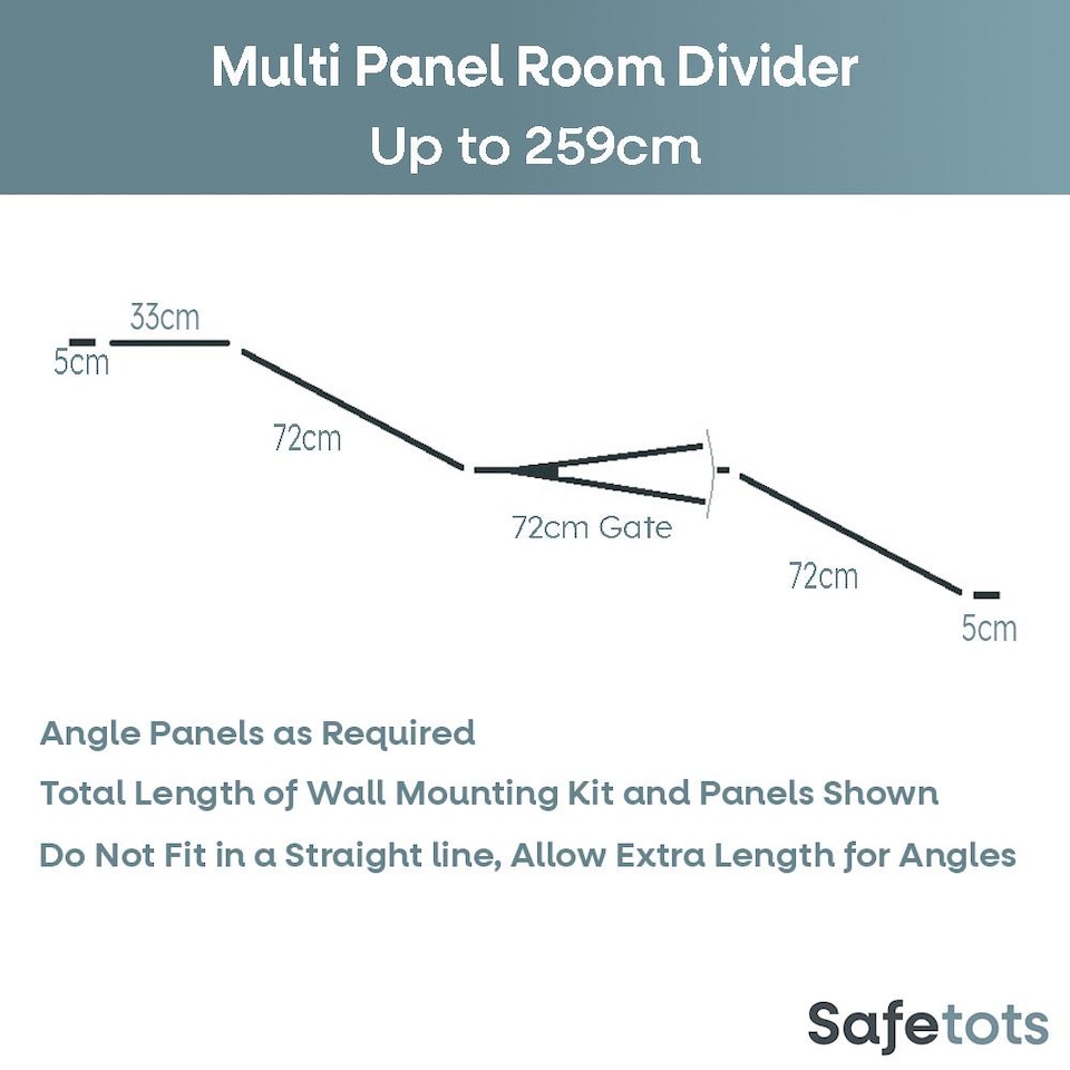 image 1 of Safetots Premium Multi Panel Room Divider, up to 259cm Wide, Grey, 70cm Tall, Flexible Barrier with Door for Baby and Toddler | Grey