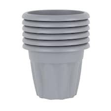 Wham Vista 6 x 25cm Round Plastic Garden Planters | Grey | Upcycle Grey