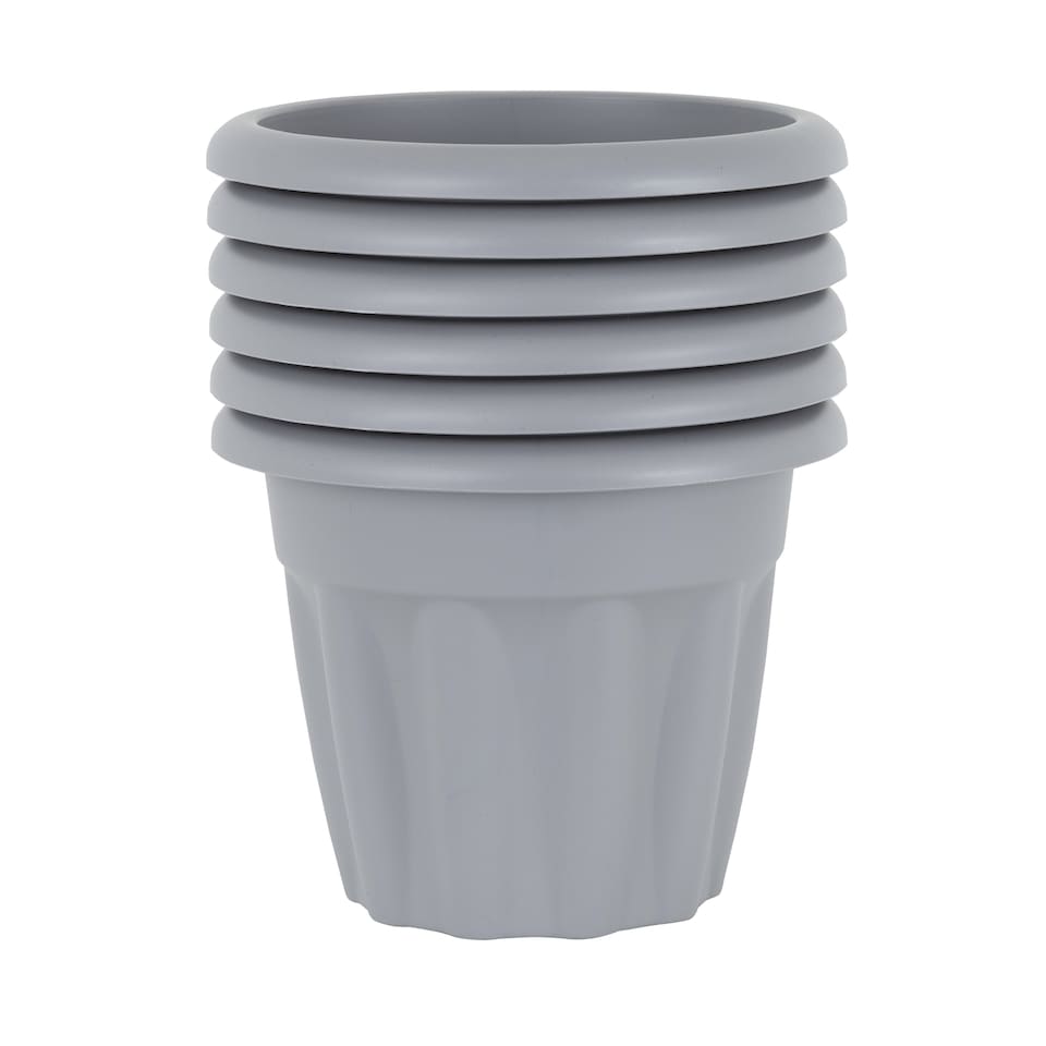 image 1 of Wham Vista 6 x 25cm Round Plastic Garden Planters | Grey | Upcycle Grey