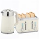 image 1 of HOMCOM 1.7L 3000W Rapid Boil Kettle and 4 Slice Toaster Set Crumb Tray Cream