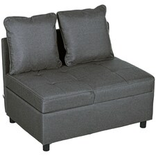 HOMCOM Folding Sleeper Sofa Bed Chair with Pillows, Pocket, Grey