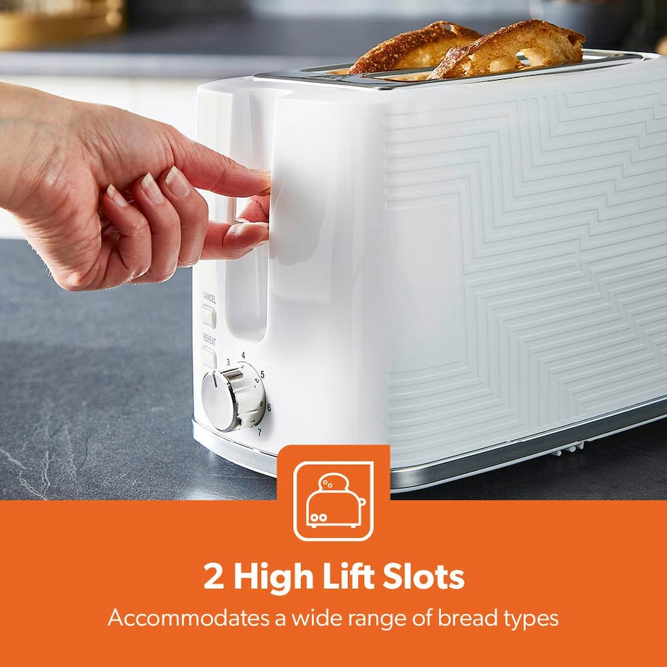 image 1 of GEEPAS Opus 2 Slice Toaster with 7 Level Browning Control, 900W | White