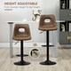 image 4 of HOMCOM Retro Bar Stools Set of 2 Adjustable Height Swivel Leather-Like Brown
