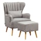 image 1 of Living and Home Modern Wingback Armchair and Ottoman - Grey
