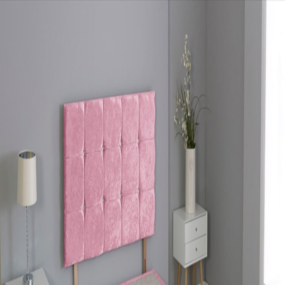 Crushed Velvet Pink Cube Headboard Pink | 6FT Superking 20"inch Headboard