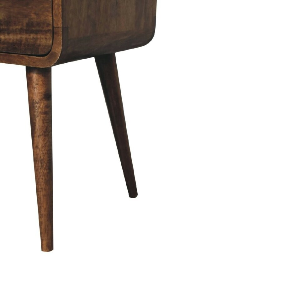image 1 of Mini Curved Grey Washed Bedside with Open Slot Grey