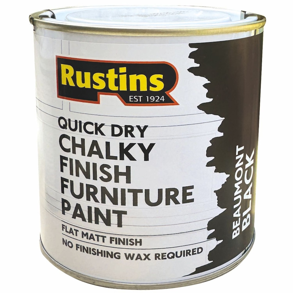 image 1 of Rustins Quick Dry Chalky Finish Furniture Paint Beaumont Black 500ml