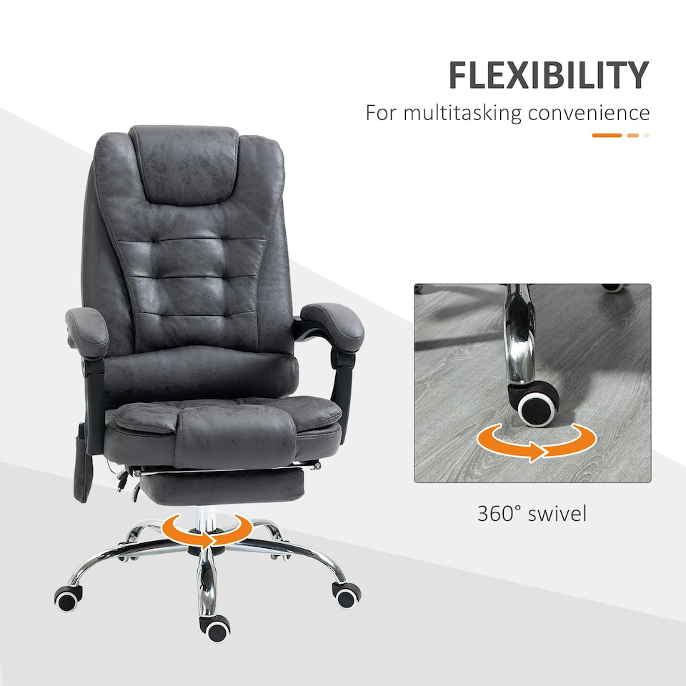 image 1 of Vinsetto Ergonomic Heated 6 Points Vibration Massage Office Chair Dark Grey