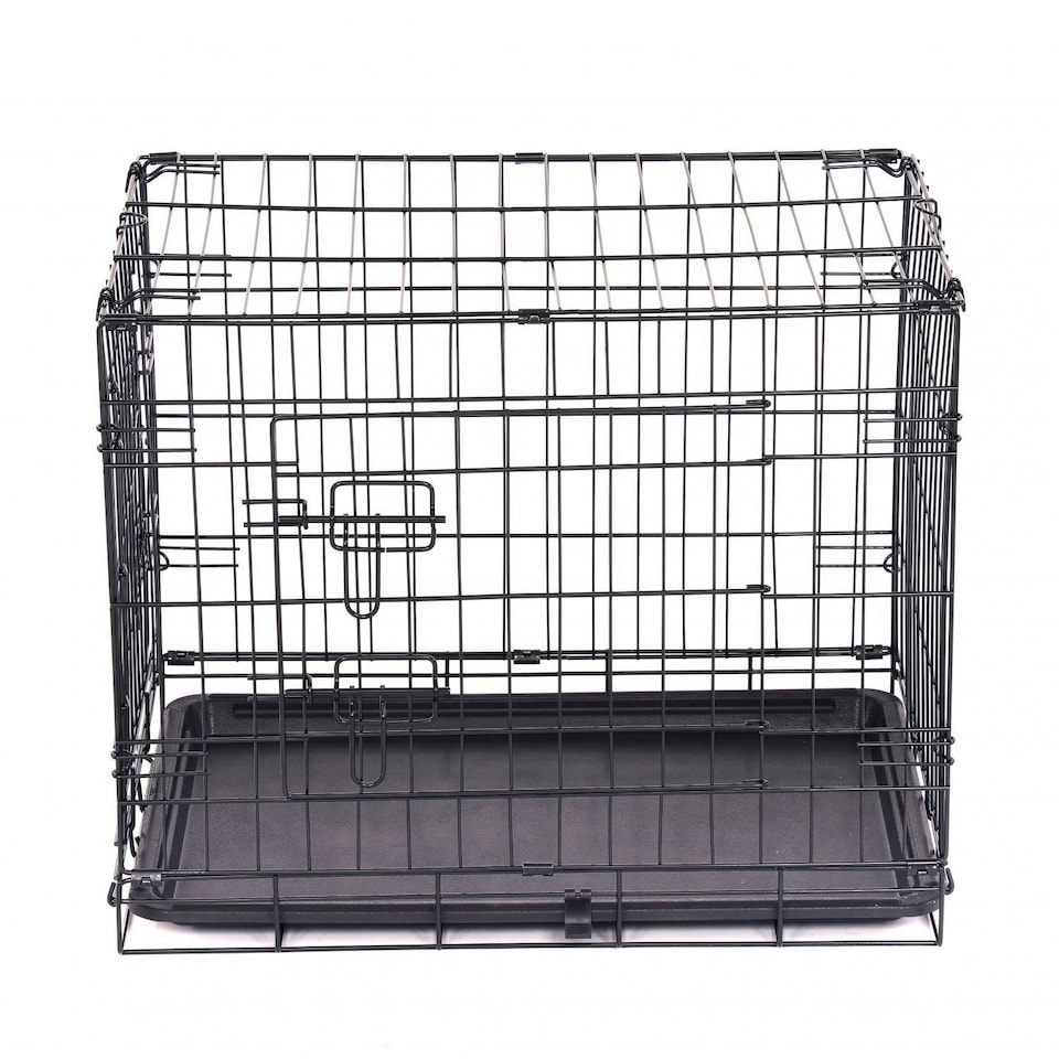 image 1 of Oypla 24" Folding Metal Dog Cage Puppy Transport Crate Pet Carrier