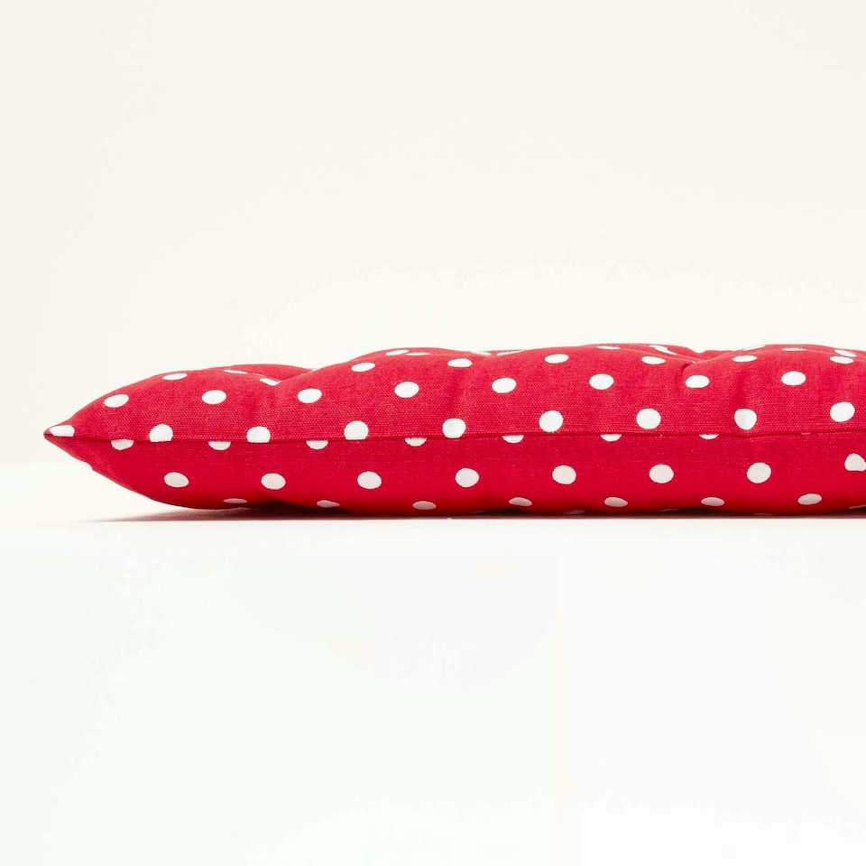 image 1 of Homescapes Garden Bench Cushion Luxury 2 Seater Cotton Polka Dot Indoor Outdoor Seat Pad | Red | 108 x 42 cm | 1
