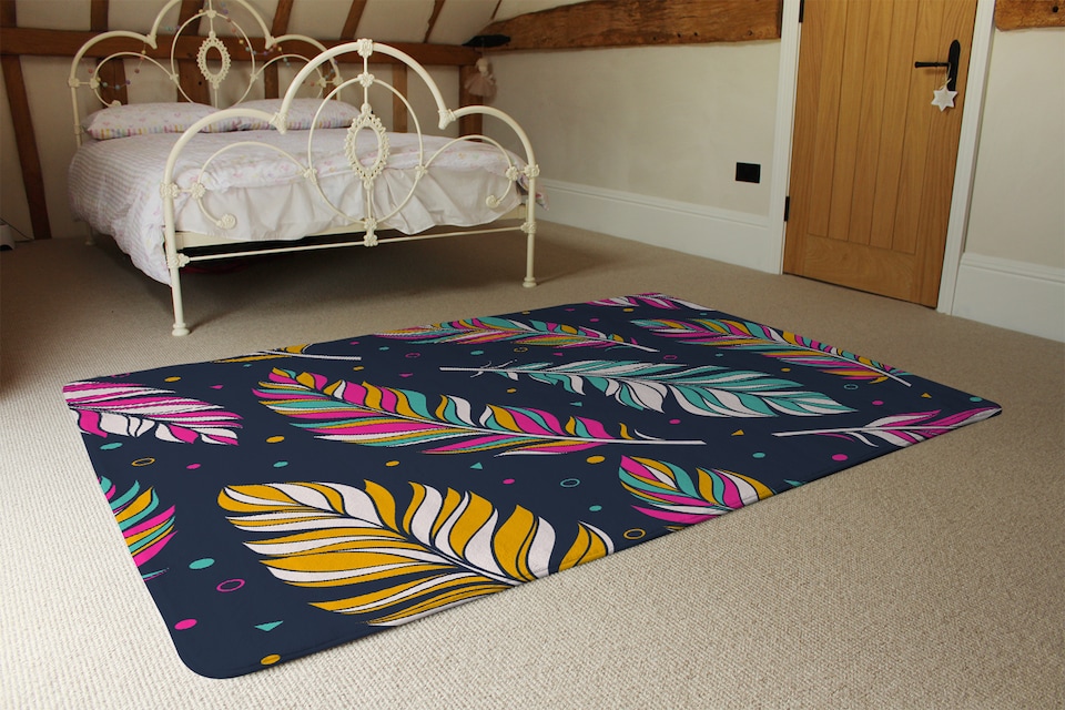 image 1 of Retro Color Feathers Rug | Multi