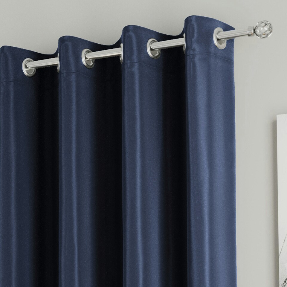 image 1 of Supersoft Navy Single Door Curtain 66 x 84 inch (168 x 214 cm) Room Darkening Eyelet Thermal Noise Reducing Single Door Curtain