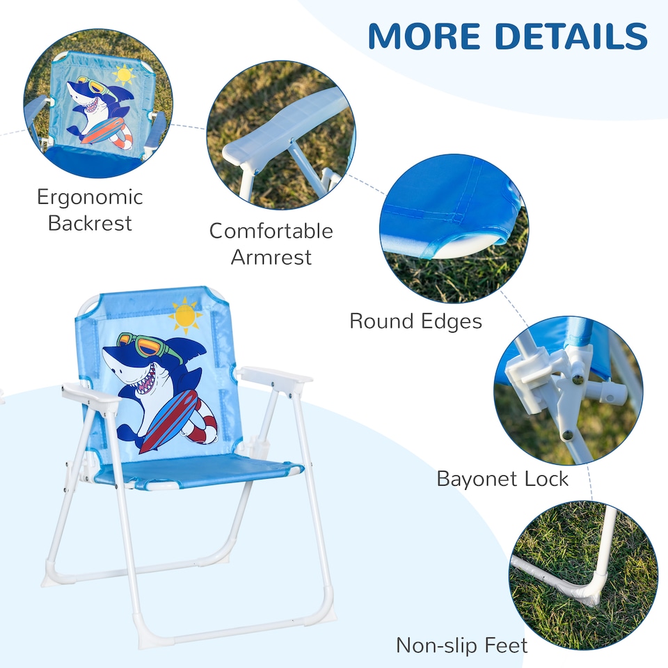 image 1 of Outsunny Kids Foldable Four-Piece Garden Set w Table, Chairs, Umbrella - Blue